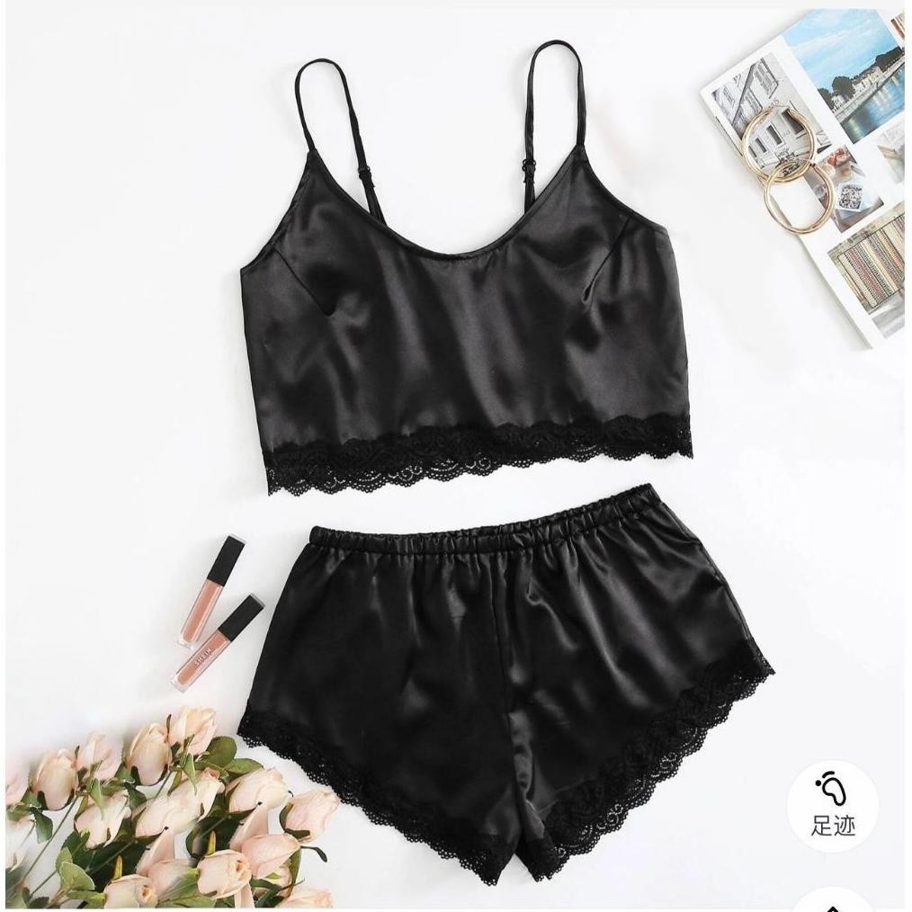 Baju tidur Tanktop Lingerie Sexy Celana Pendek Satin/baju tidur lingerie sexi/baju tidur sexy/baju p