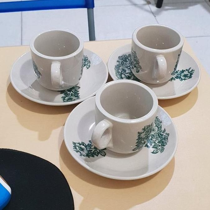 Gelas Kopi cangkir mug vintage keramik set 3 Pcs