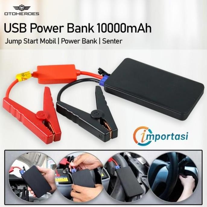 Otoheroes Usb Jumper Stater Aki Mobil Motor Power Bank Senter 10000Mah