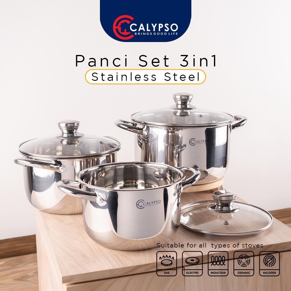 Calypso Panci Kuah Panci Set 3in1 Multifungsi Stainless Steel