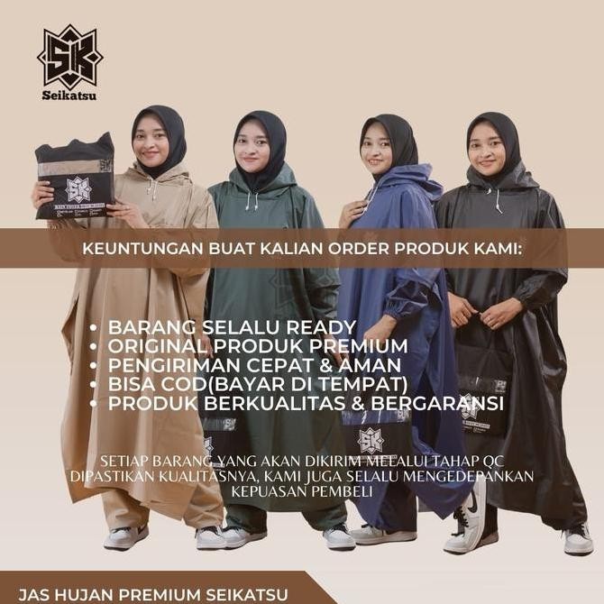 Promo Jas Hujan SEIKATSU Setelan Premium Ponco Celana Mantel Pria Wanita Tebal PVC 0.25 Kuat Jumbo C