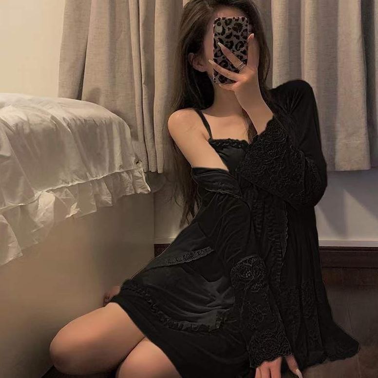 IS Baju Tidur/Lingerie Sexy Wanita One Set Kimono/Baju Tidur 2in1/Baju Dinas/Baju Dinas Malam Wanita