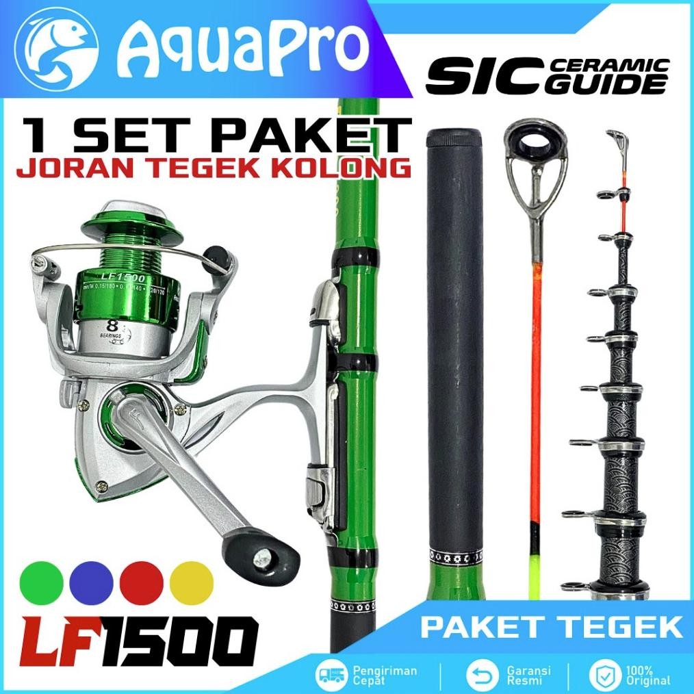 Aquapro 1 Set Paket Joran Tegek Kolong Teleskopik Lentur Ring Ceramic Guide dan Reel Series LF1500