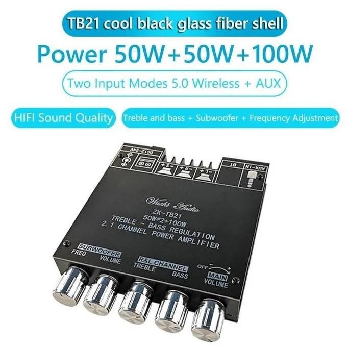 DB53>> Audio Stereo Bass Power Amplifier Board ZK-TB21 ZK-MT21 ZK-502MT Bluetooth 5.0 50Wx2+100W Amp