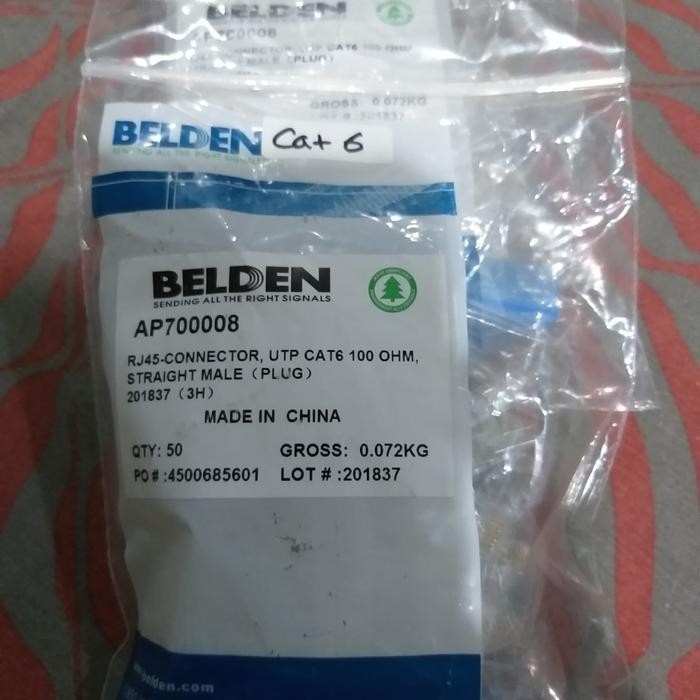 belden cat 6 konektor @50bh / konektor RJ45 belden cat6 / RJ45 cat 6