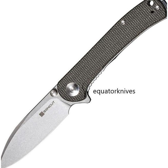 Sa03F Sencut Scepter Linerlock Dark Green Micarta Stonewash