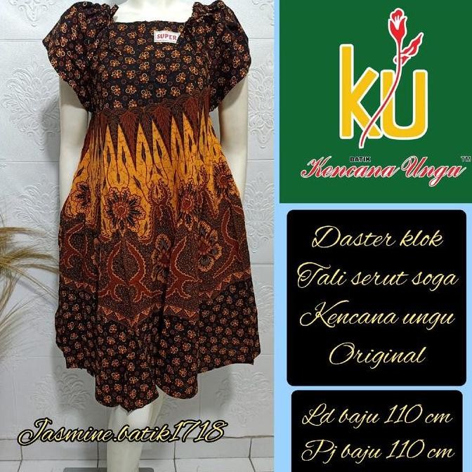 Daster Klok Tali Serut Di Pundak Ld 110Cm// Kencana Ungu Kui & Sesawi Lebel Hitam