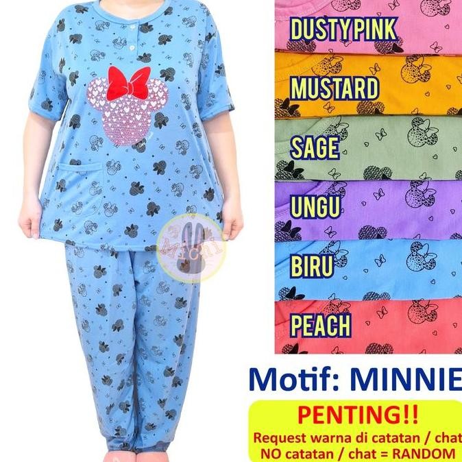 Baju Tidur Dewasa Cp Xxl Jumbo Kaos Setelan Piyama Wanita Celana Panjang Tangan Pendek Babydoll