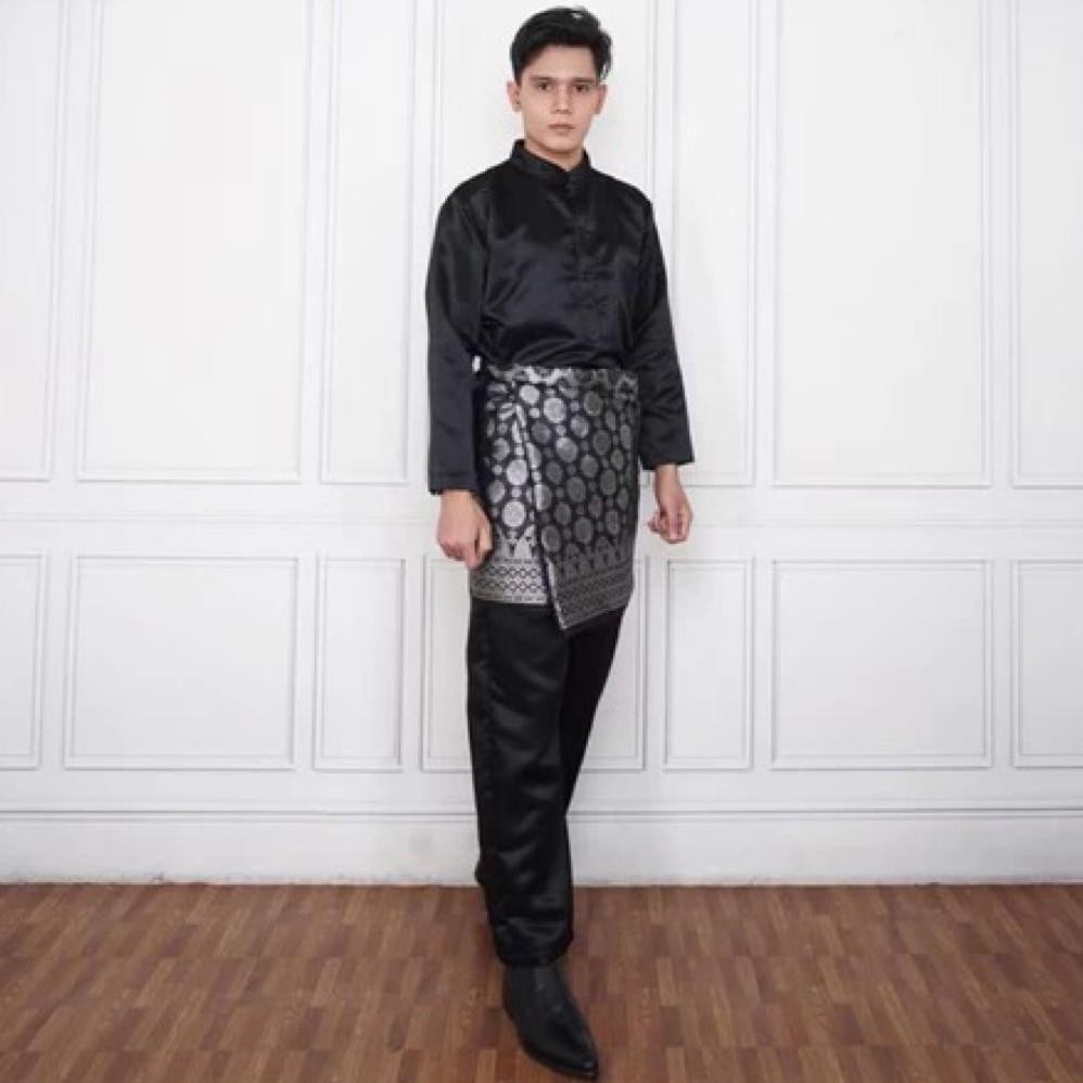 Setelan Melayu Pria+Kain Songket - Set Kondangan Cowok - Setelan Baju Pria Polos