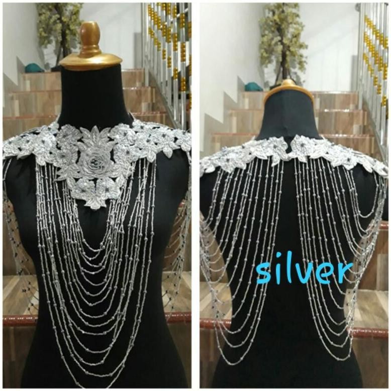 Terbaik Hiasan Aksesoris Dada Kebaya Gaun Pengantin Wedding Pesta Pernikahan Motip Rebeca Bordir Ful