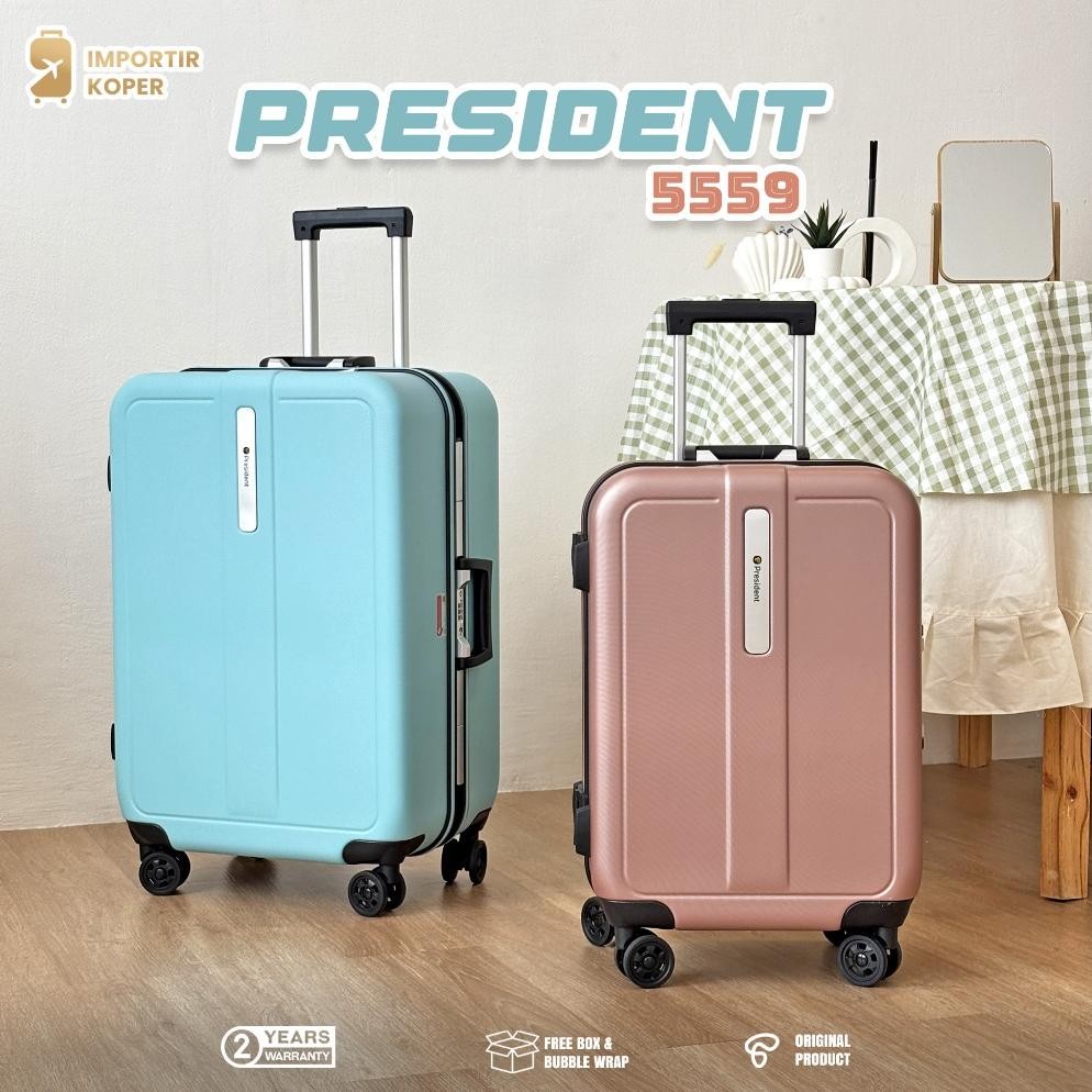 IMPORTIR KOPER PRESIDENT ORIGINAL 5559 SIZE KABIN 20 INCH BAGASI 24 28 INCH TSA ALUMINIUM ZIPPERLESS