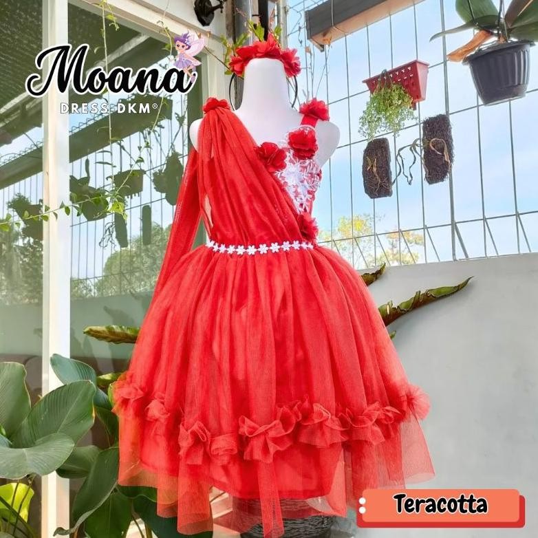 Baru (DRESSKIDS) DRESS MOANA BURGUNDY DRESS NATAL ANAK DRESS CHRISTMAS PESTA ANAK DRESS TUTU PREMIUM