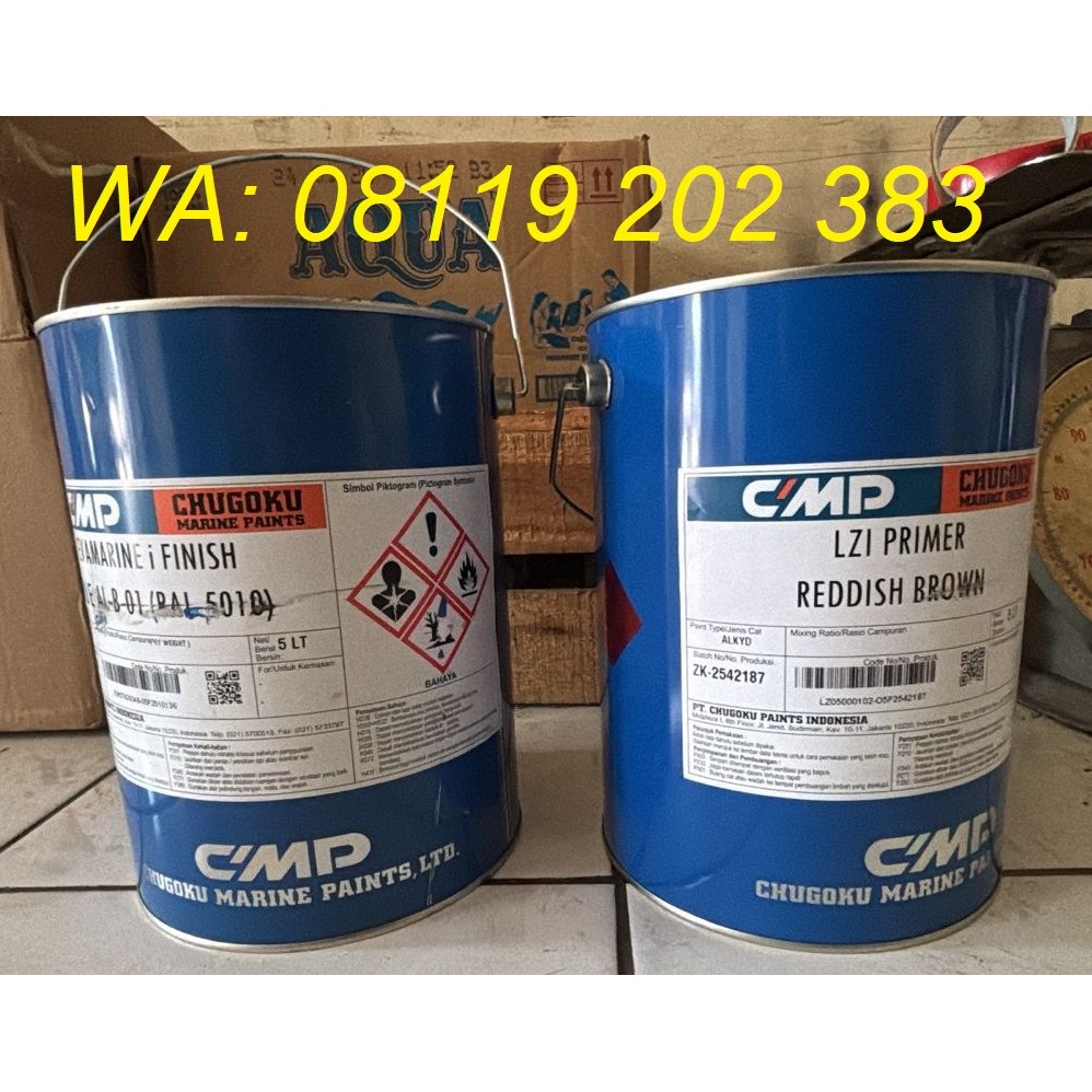 Chugoku Evamarine i Finish blue RAL5010 gloss @ 5L, Chugoku Alkyd Paint gentian blue RAL 5010