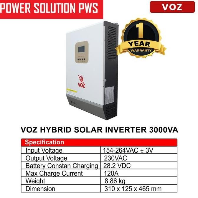 VOZ SOLAR INVERTER HYBRID 3KVA / 3000VA HYBRID SOLAR INVERTER 3 KVA Murah