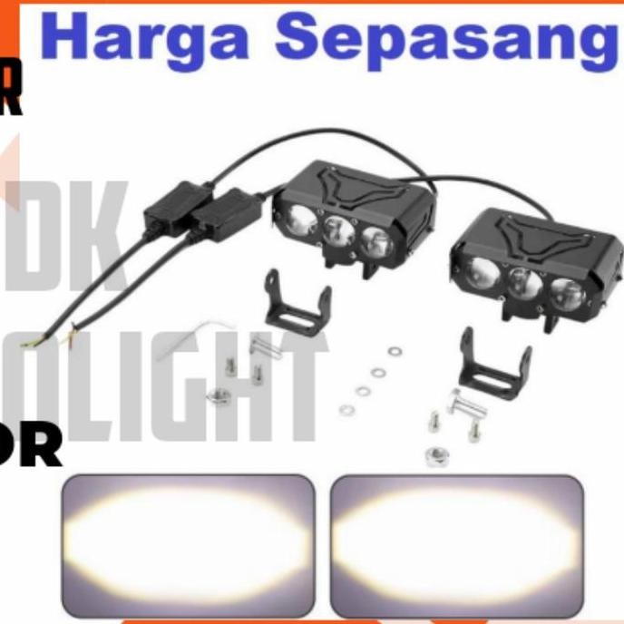 // LAMPU SOROT LASER GUN SQL 3 MATA PUTIH PUTIH VINYX MOTOR MOBIL //