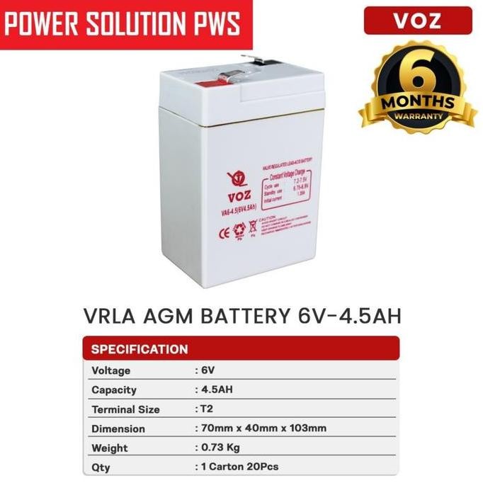 Baterai UPS 6V 4,5Ah Battery Voz 6v 4Ah 4.5Ah Murah