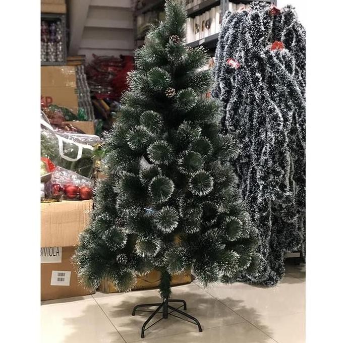 Pohon Natal Jarum Dilengkapi Buah Pinus - Pohon Natal Salju - 180cm