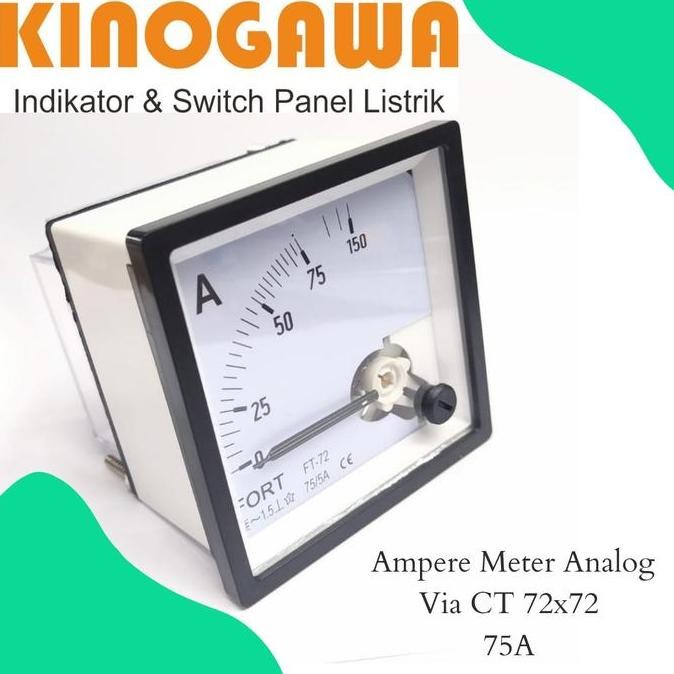 Ampere Meter Analog 72x72 Via CT 75A - Analog Panel amper meter
