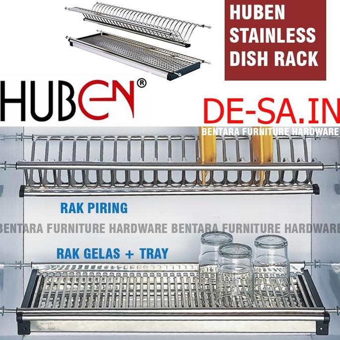 70CM HUBEN RPG RAK PIRING GELAS Stainless Steel Dalam Lemari Kabinet  Unit Atas Dapur - (70 CM) Dish