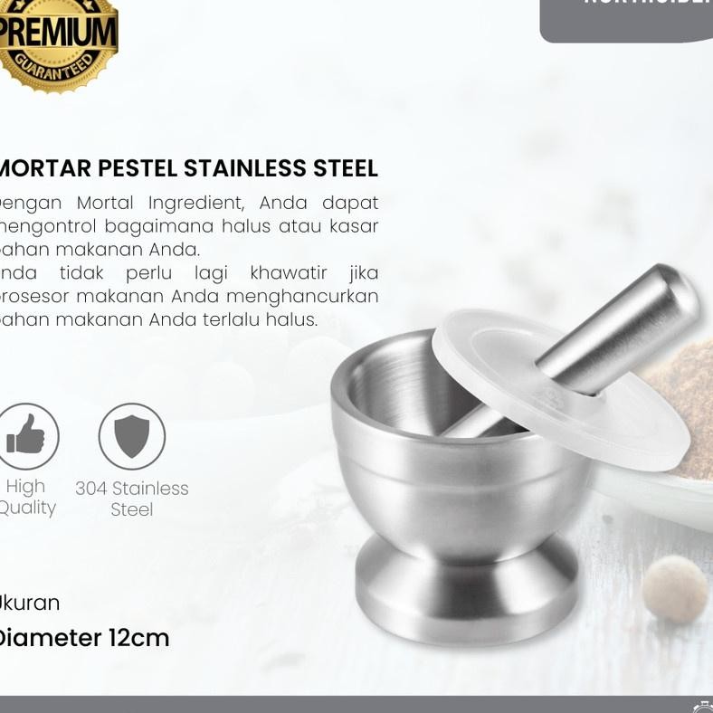 Mortar Pestle Tumbukan Bumbu Stainless Cobek Ulekan Lumpang