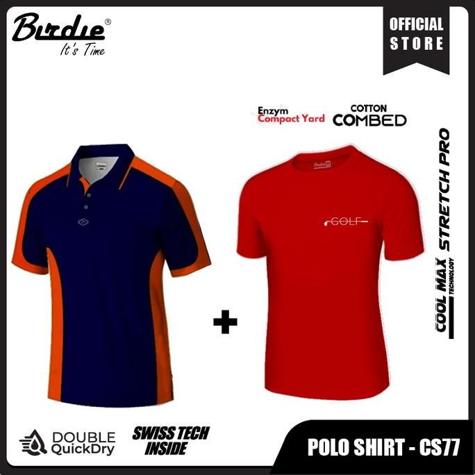 Birdie Baju Polo Shirt Golf Polyester Drifit Coolmax Birdie Cs77 Kaos Custom Vintage Pendek T-Shirt 