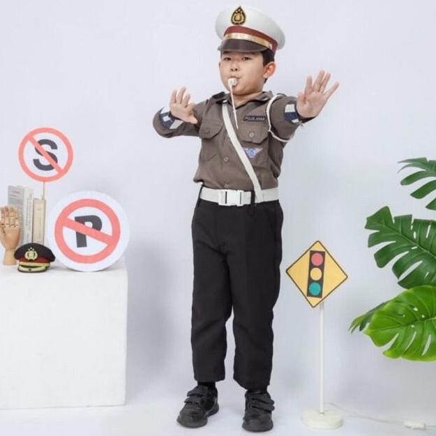 Baju Cita-Cita Polisi Anak Perempuan/Laki-Laki Lengkap
