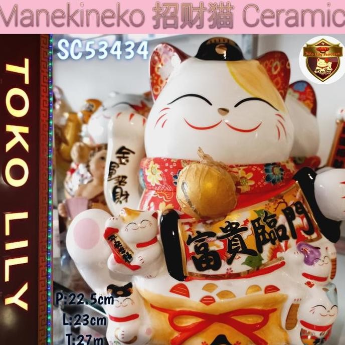 Manekineko Keramik Goyang Baterai / Kucing Hoki Keramik / Fortune Cat
