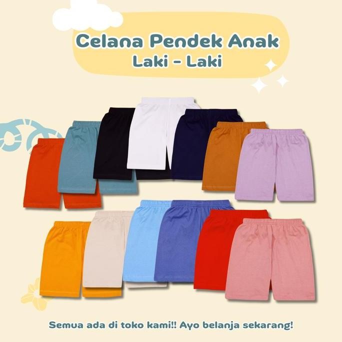 Celana Pendek Santai Anak Laki Umur 1 - 12 Tahun Bahan Kaos Adem