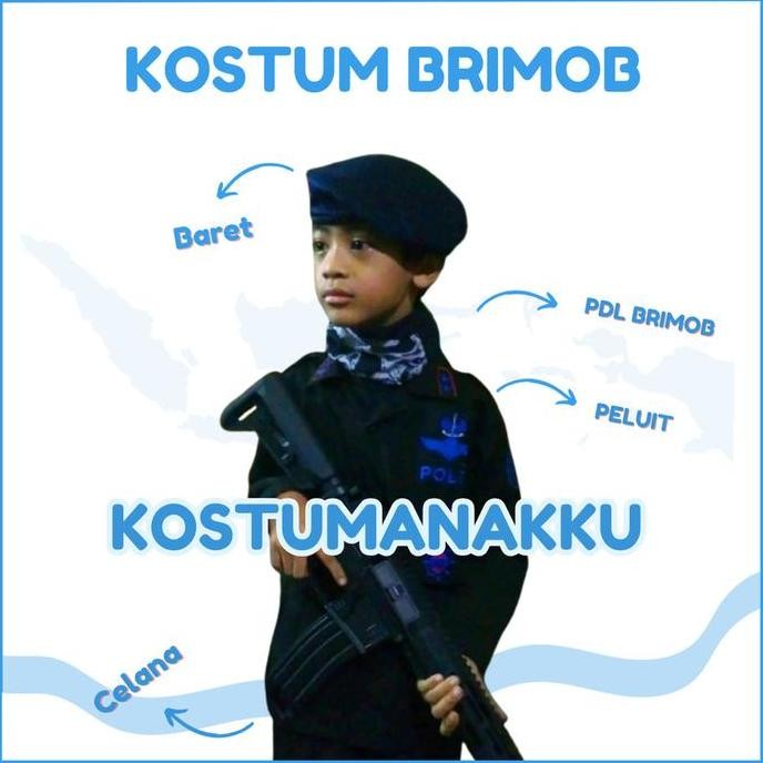 [Kostumanakimut] Kostum Brimob Anak-Kostum Polisi Brimob Anak-Baju Brimob Anak