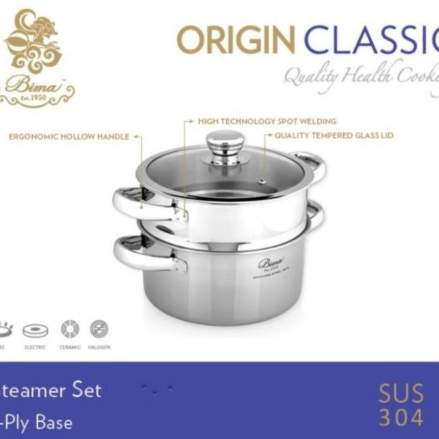 Steamer Set Bima Origin Classic Tutup Kaca /Panci Kukusan
