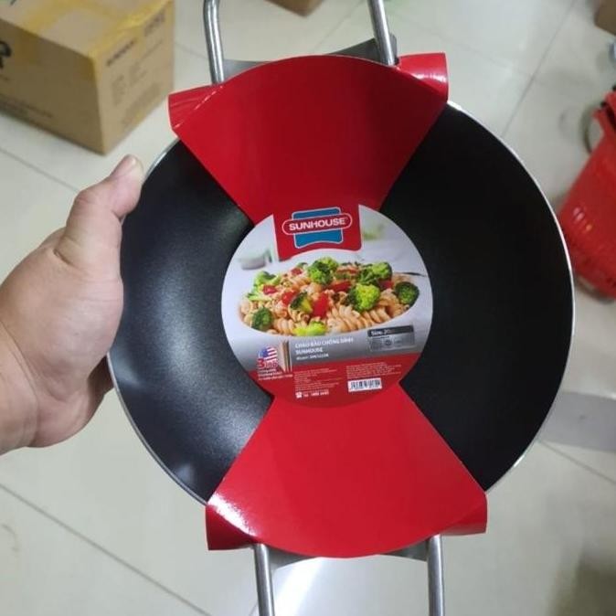 Sunhouse Wajan Penggorengan Anti Lengket Hitam Merah