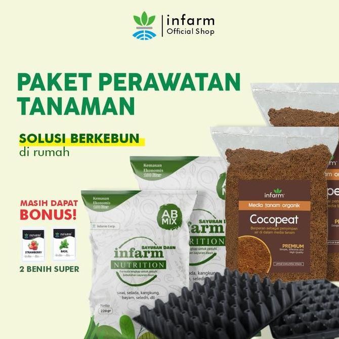 Promo INFARM - Pupuk AB Mix Sayur 2 pcs Media Tanam Cocopeat 2 pcs Tray Semai Bonus Bibit Paket Pera