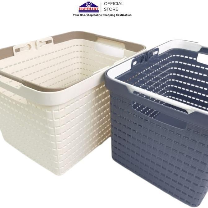 Keranjang Serbaguna 35x25 CM Keranjang Plastik Dengan Gagang Tas Belanja Tas Hampers Desain Anyaman 
