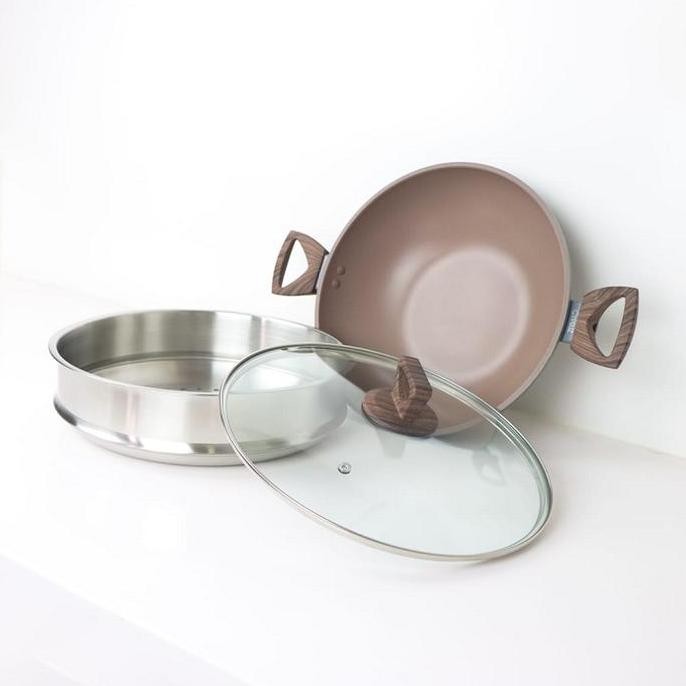 Cypruz Fp-1230 Wok Pan 30 Cm | Kuali Steamer Anti Lengket + Tutup