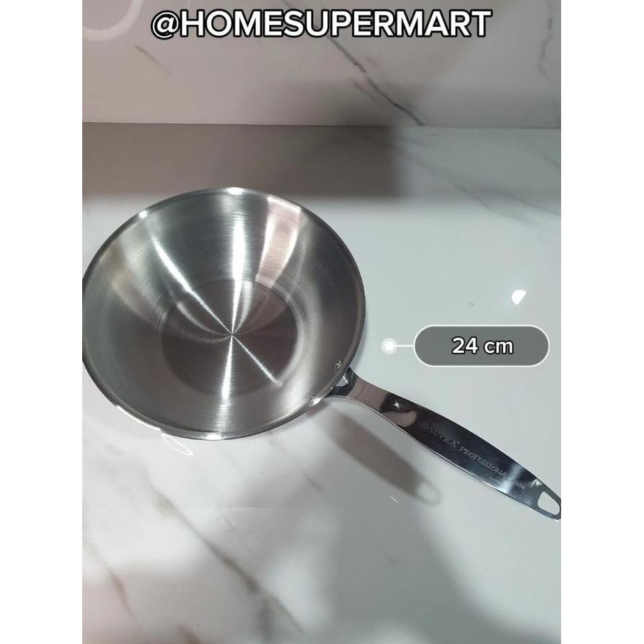 Wok Pan Stainless Steel 304 Food Grade 24 28 32 Cm Supra Professional Penggorengan Panci Wajan Stain