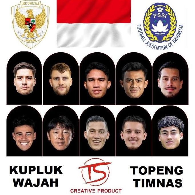 VELDORA- Masker Wajah  3D Masker TOPENG TIMNAS KUPLUK WAJAH TOPENG WAJAH KLUPUK WAJAH Penutup Wajah