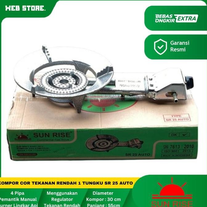 BELLYARD Kompor Gas Cor 1 Tungku Sunrise SR 25 Auto Low Pressure Tekanan Rendah