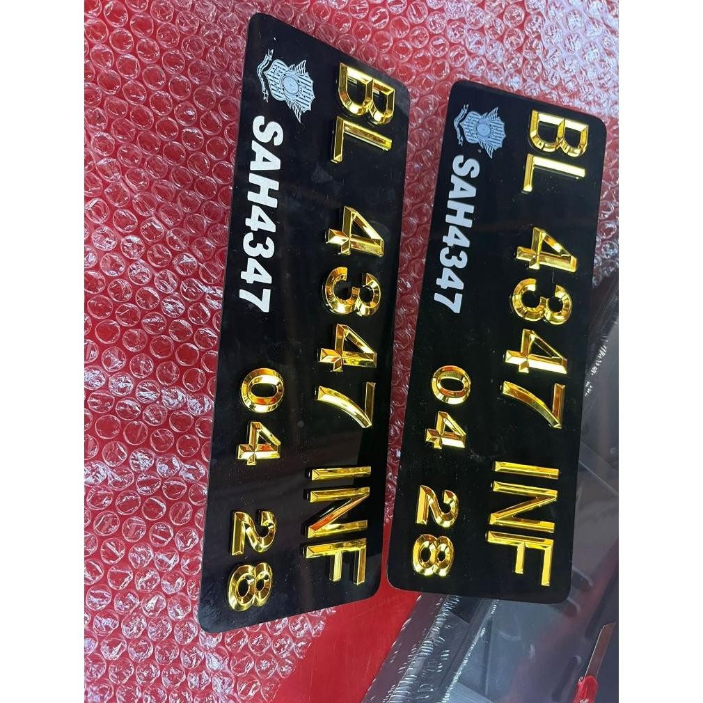 Plat Nomor Timbul Motor Diamond Gold