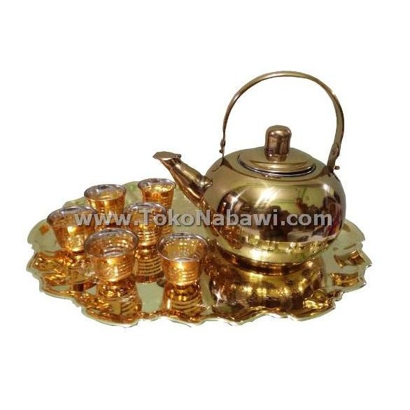 Teko Gelas Nampan Emas Set