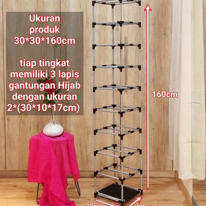 Nine Box Rak Hijab 27 Baris Model Langsing Hemat Tempat / Rak Jilbab Berdiri / Rak Jilbab Terututup 