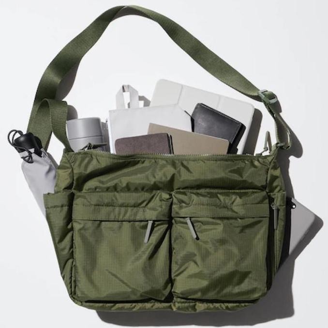 UNIQLO Waist Body Bag Tas Selempang Bahu Nylon Pria Wanita Olive