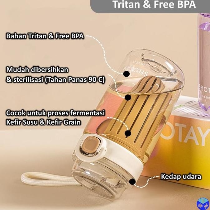 Kefiree Shotay | Tumbler Fermentation | Tritan | Steril | Kedap Udara | Tahan Panas | Air Tight | BP