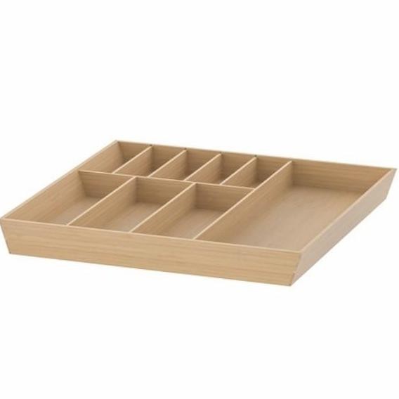 Kotak Bambu Penyimpanan Sendok & Garpu Laci Dapur Serbaguna 52X50Cm