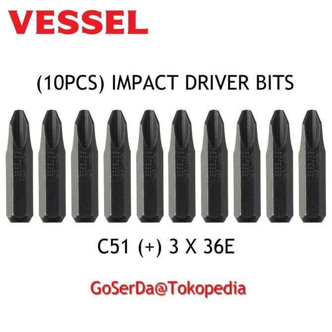MATA OBENG KETOK VESSEL C51 (+) 3 36E | IMPACT DRIVER BITS 8MM HEX