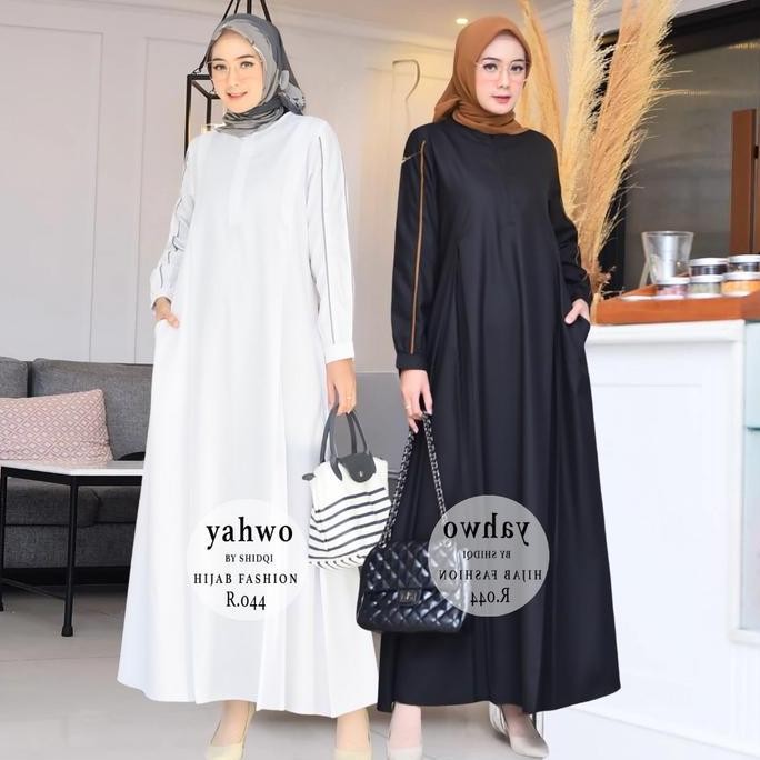 Dress Wanita Lebaran Terbaru Terlaris 2025.Gamis Warna Hitam.Gamis Putih Busuy.Gamis Toyobo Kombinas