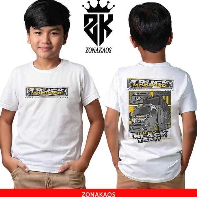 DA65 }} ZonaKaos Anak Motif Truk New Black Team- Kaos Anak Usia 1 Tahun Sampai 12 Tahun - Kaos Trukm