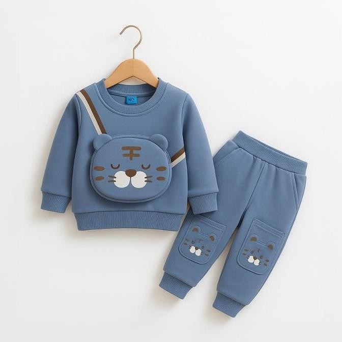 DF320>> Migli.id Setelan Baju Anak Laki-laki dan Perempuan One Set Kantong Macan Untuk Bayi dan Anak