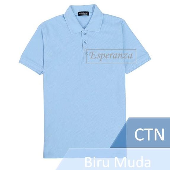 Kaos Polos Polo Shirt Kerah Esperanza - CTN BIru Muda