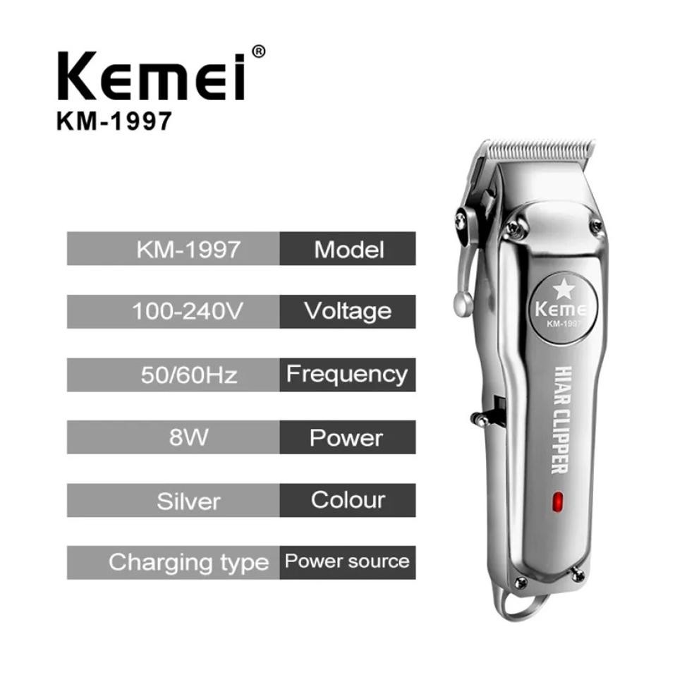 Kemei KM-1997 Mesin Alat Cukur Rambut Cas Elektrik Full Metal Kemei 1997