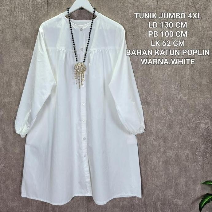 Tunik Jumbo Bigsizewanita Ld 130 Cm Warna Polos Koleksi Terbaru Katun Muslim Atasan Panjang